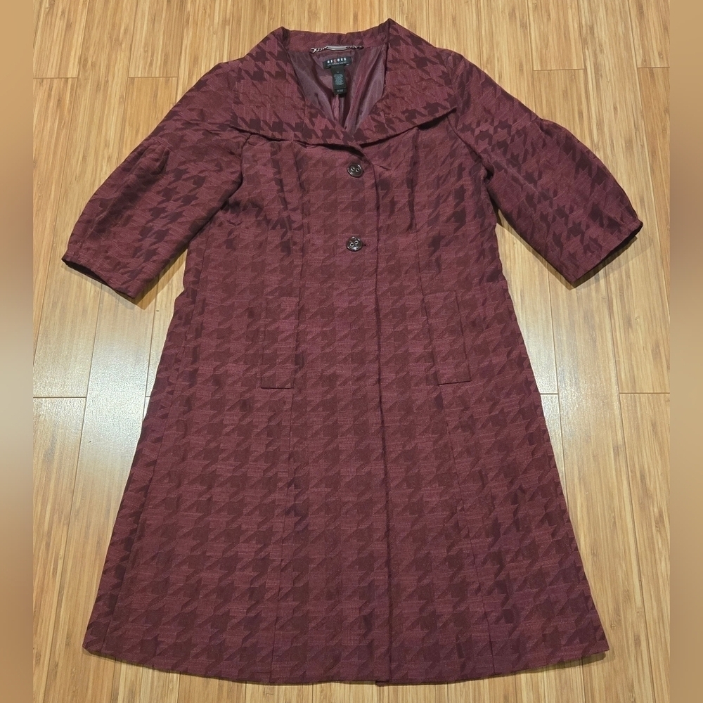Liz Claiborne Axcess Burgundy Houndstooth Coat